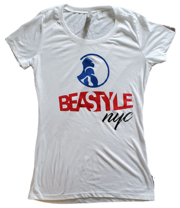 White Lady's Tee with Beastyle NYC Colored Graphic