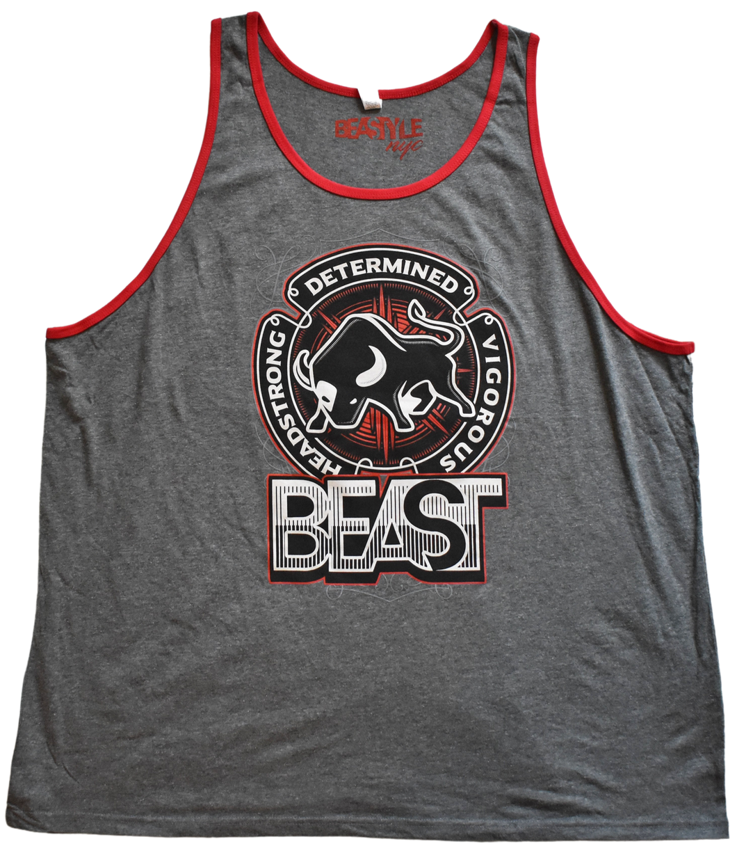 The Bull Gray Tank Top with Red Trim