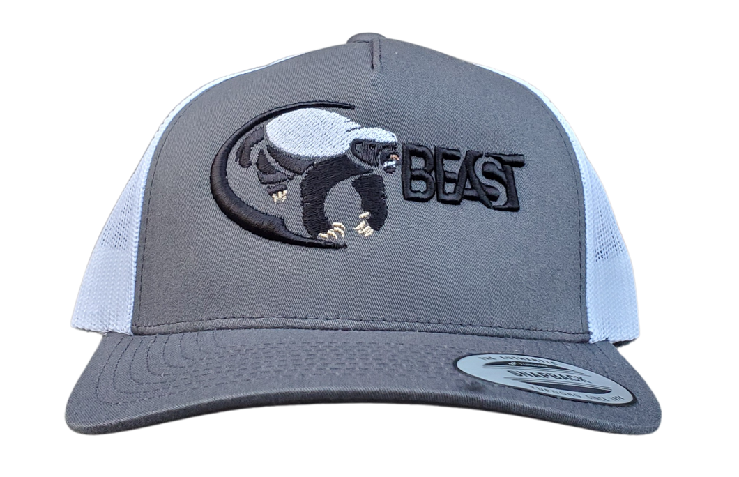 The Honey Badger - Gray and White Trucker Mesh