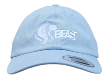Load image into Gallery viewer, Sky Blue Lady&#39;s Cap with White Lady Lioness Graphic