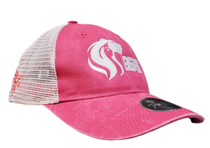 Trucker Mesh Pony Tail Cap with Lady Lioness Graphic