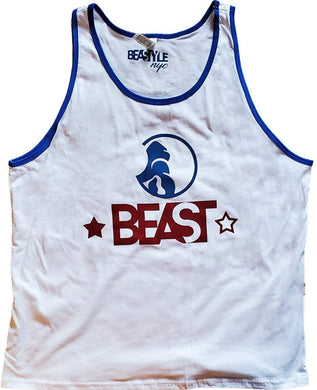 The Gorilla White Tank Top with Blue Trim