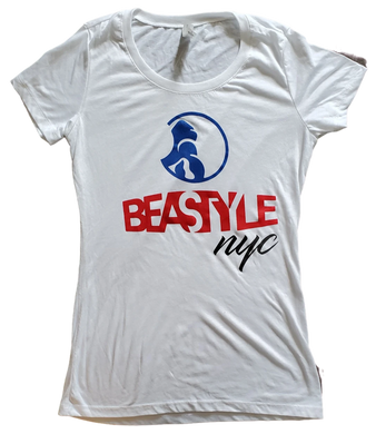 White Lady's Tee with Beastyle NYC Colored Graphic