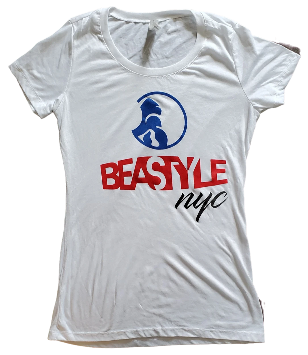 White Lady's Tee with Beastyle NYC Colored Graphic
