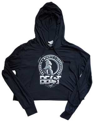 Black Crop Top Hoodie with White Gorilla Graphic