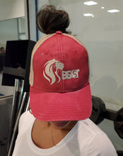 Load image into Gallery viewer, Trucker Mesh Pony Tail Cap with Lady Lioness Graphic