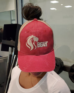 Trucker Mesh Pony Tail Cap with Lady Lioness Graphic